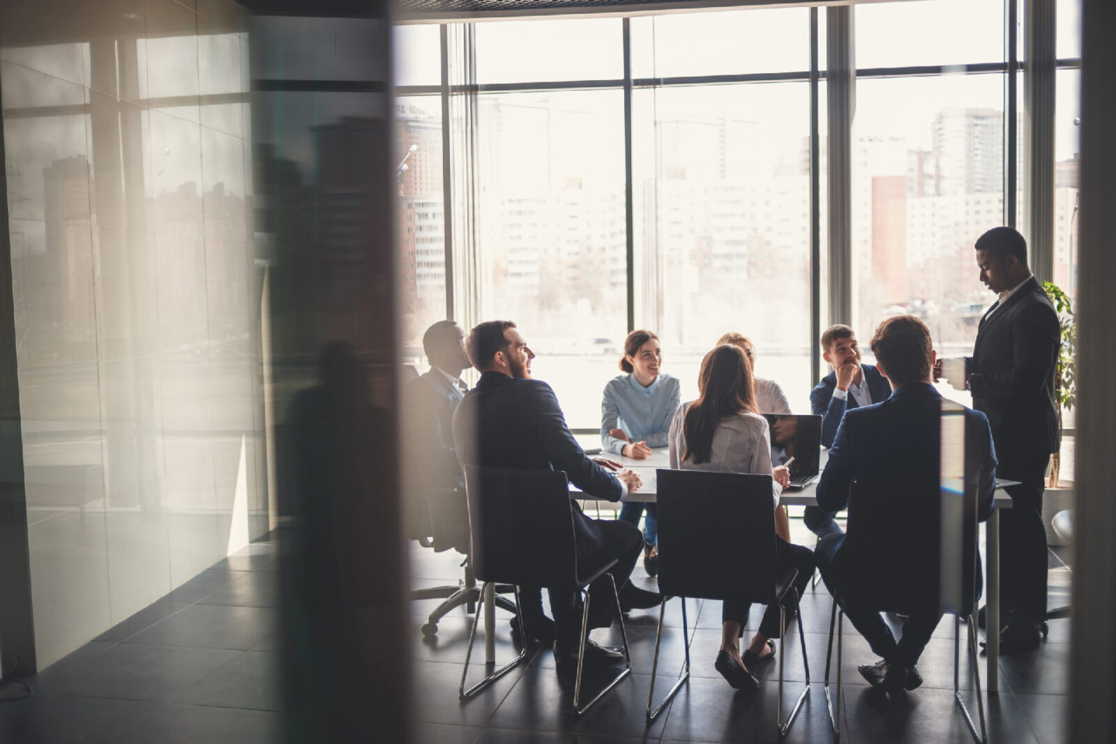 Group of business people working in a conference room